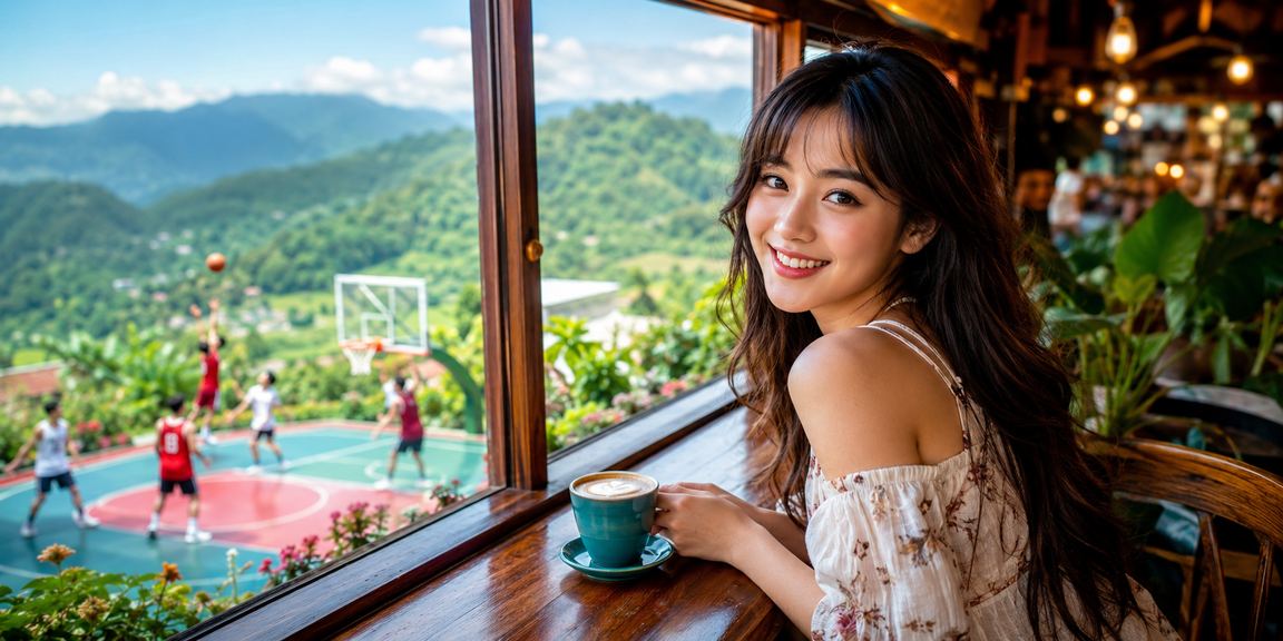 Người dùng tại Sapa thưởng thức cà phê và đặt cược bóng rổ qua điện thoại